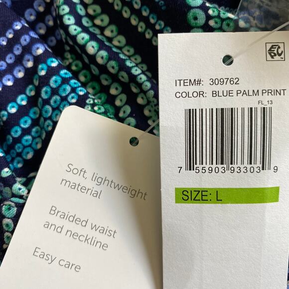 Berkley Jensen Women Braided Halter Maxi Dress M Blue Tropical Palm Stretch NWT‎ - Picture 6 of 10